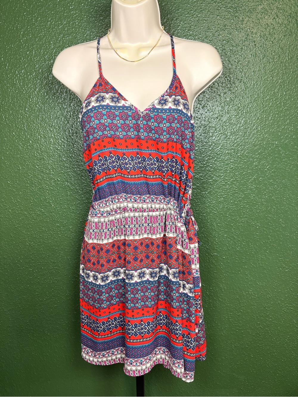 Women’s Boho Multicolor Printed Spaghetti-Strap Dress